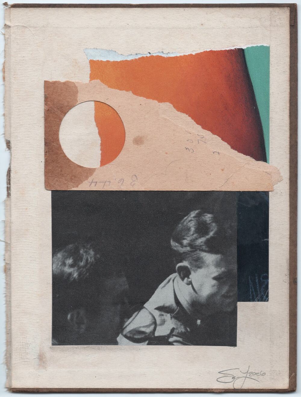 Original Mixed Media Modern Art Collage "Murrain" 6x8" Signed